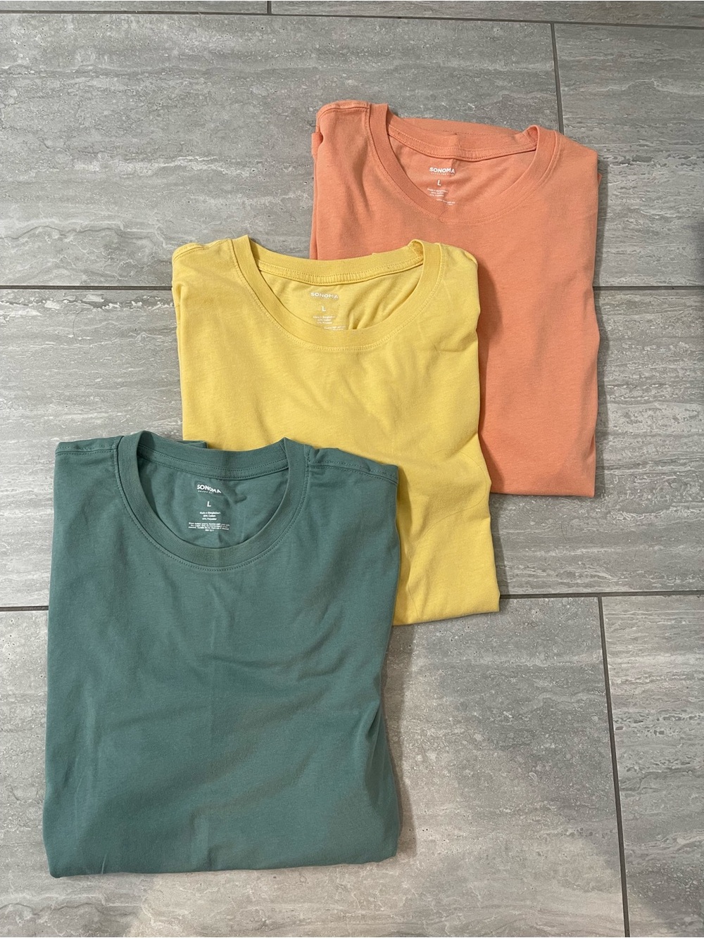 Sonoma Men's Short Sleeve Tees - Coral, Yellow, Teal